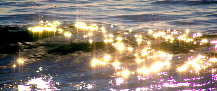 wave sparkling gold and pink